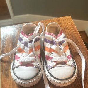Converse Girls Toddler Sneakers size 5 in Purple, Pink & Orange Stripes